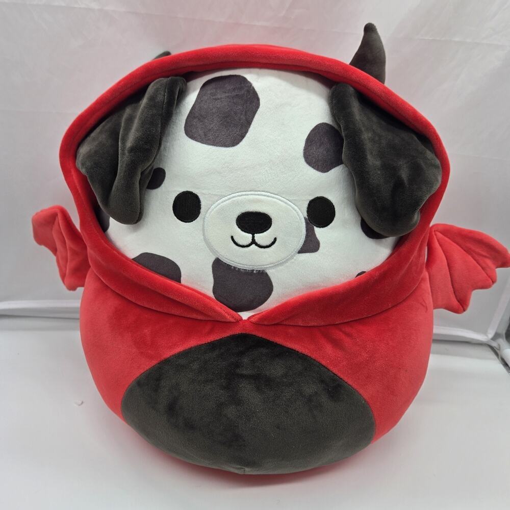 Squishmallows DUSTIN THE DALMATIAN Dante The Demon Devil Costume 12โ NEW VALENT